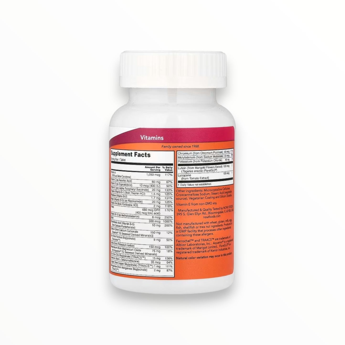 NOW Foods Daily Vits – Multivitamin & Mineral with Lutein & Lycopene | 100 Tablets