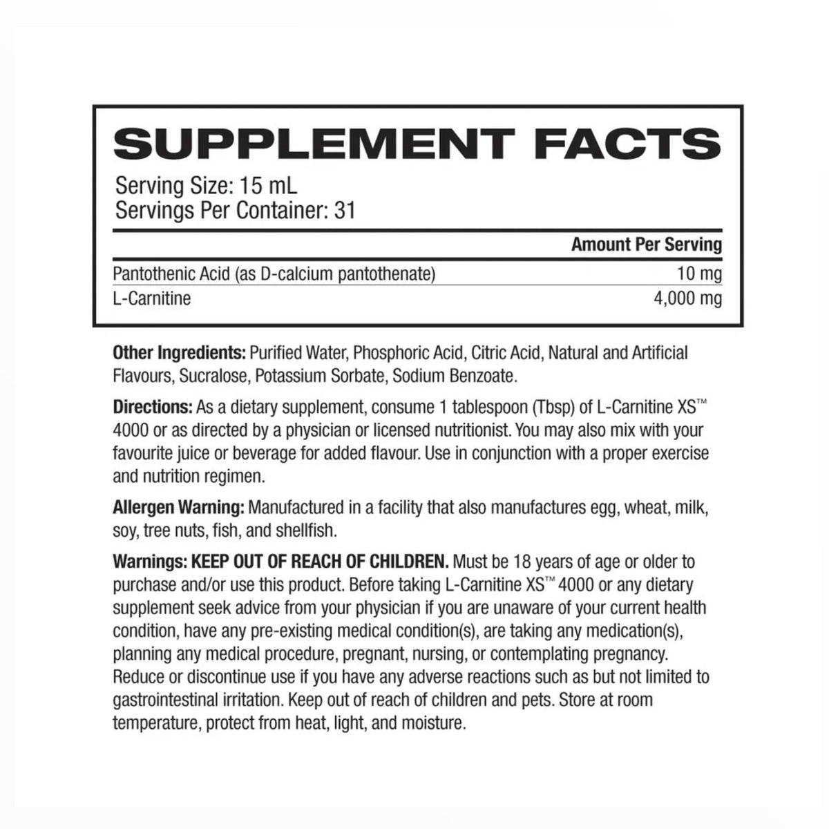 Ronnie Coleman L-Carnitine XS 4000 – High-Potency Liquid L-Carnitine | Tropical Passion Fruit | Weight Management & Energy Support | 31 Servings
