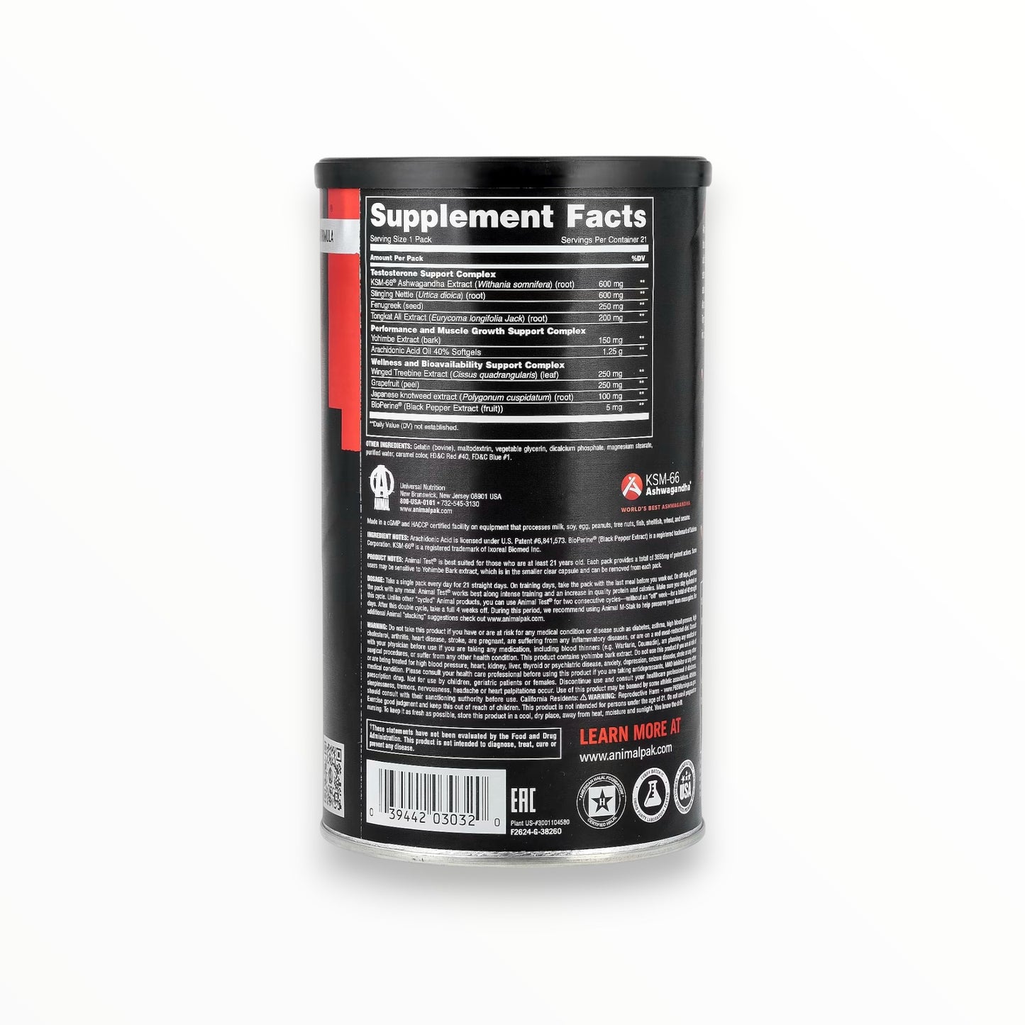 Universal Nutrition Animal Test – 21 Packs | Advanced Testosterone & Muscle Support