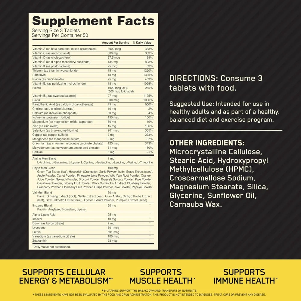Optimum Nutrition Opti-Men Multivitamin for Active Men – 150 Tablets (50 Servings)