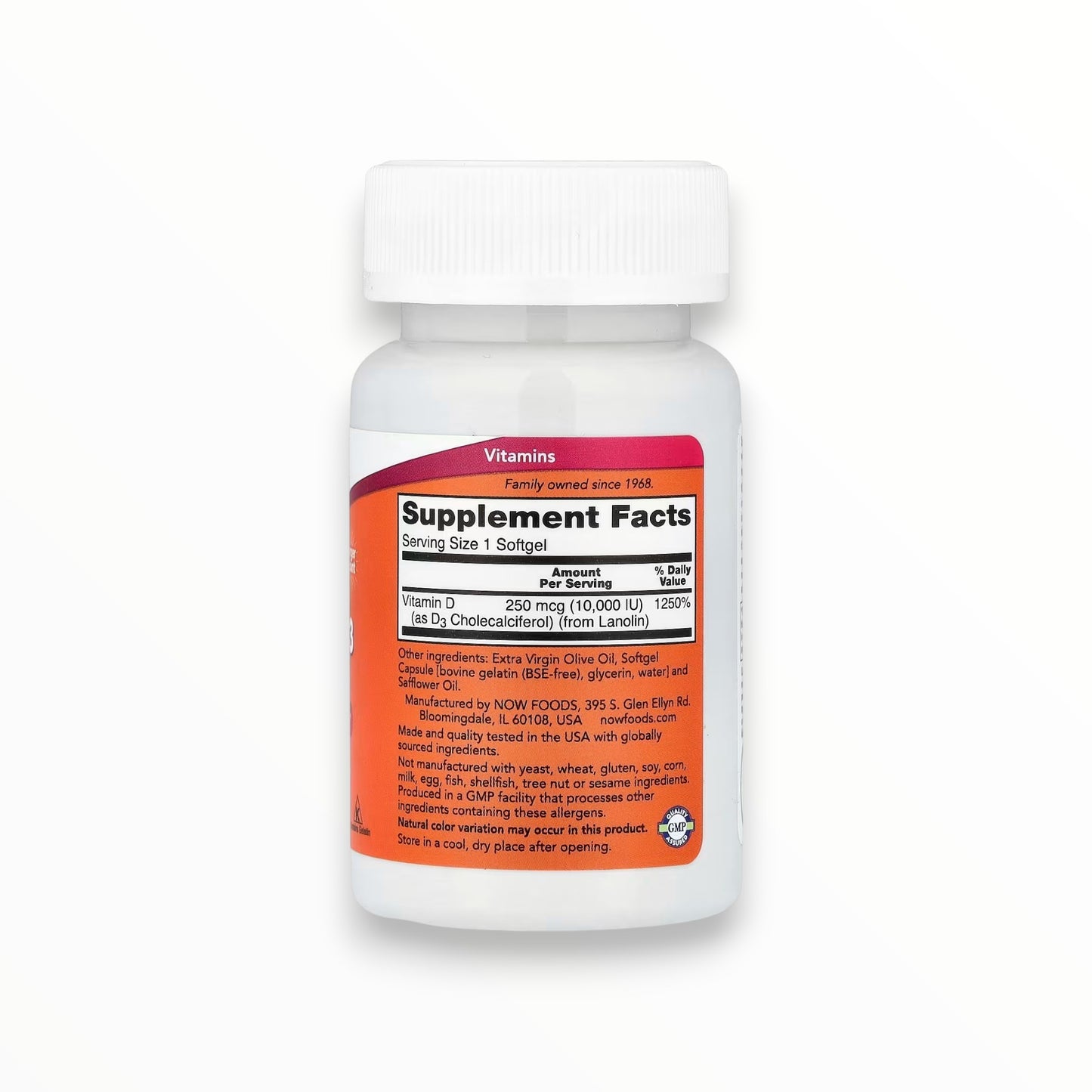 NOW Foods Vitamin D3 10,000 IU – High Potency | 240 Softgels