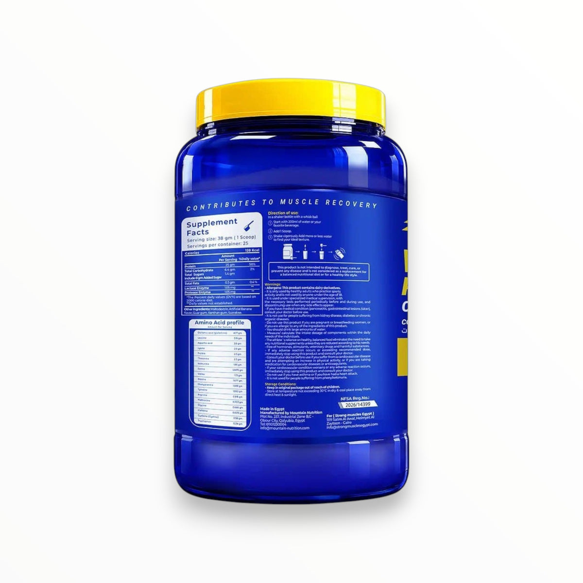 Whey Protein Concentrate 950g – Muscle Recovery & Protein Support | Digestive Enzymes | Banana Flavor | 25 Servings