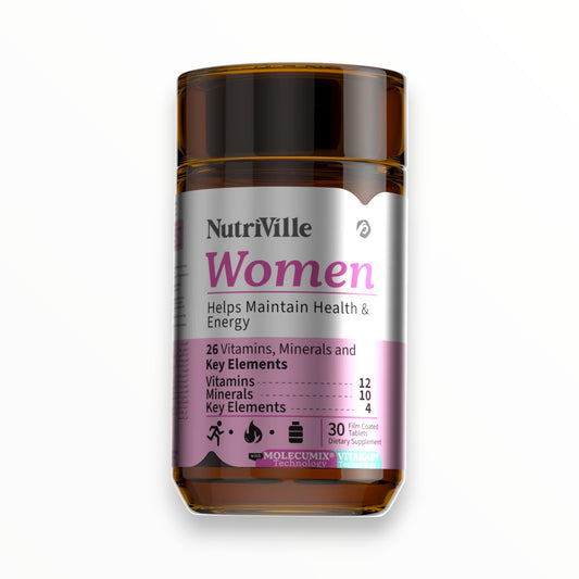 NutriVille Women Multivitamin – 30 Tablets | 26 Vitamins, Minerals & Key Elements | Women's Health, Energy & Immunity Support