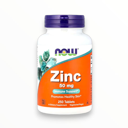 NOW Foods Zinc 50mg – Immune System, Skin Health & Antioxidant Support | Essential Mineral for Metabolism & Wellness | 250 Tablets