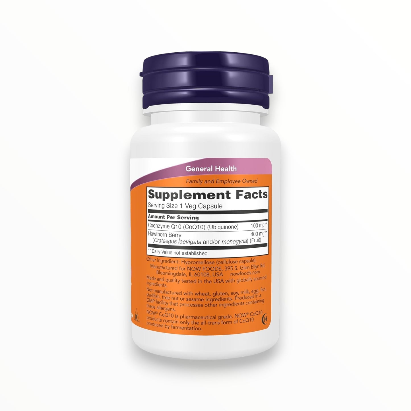 NOW Foods CoQ10 100 mg with Hawthorn Berry – Cardiovascular & Cellular Energy Support | 30 Veg Capsules