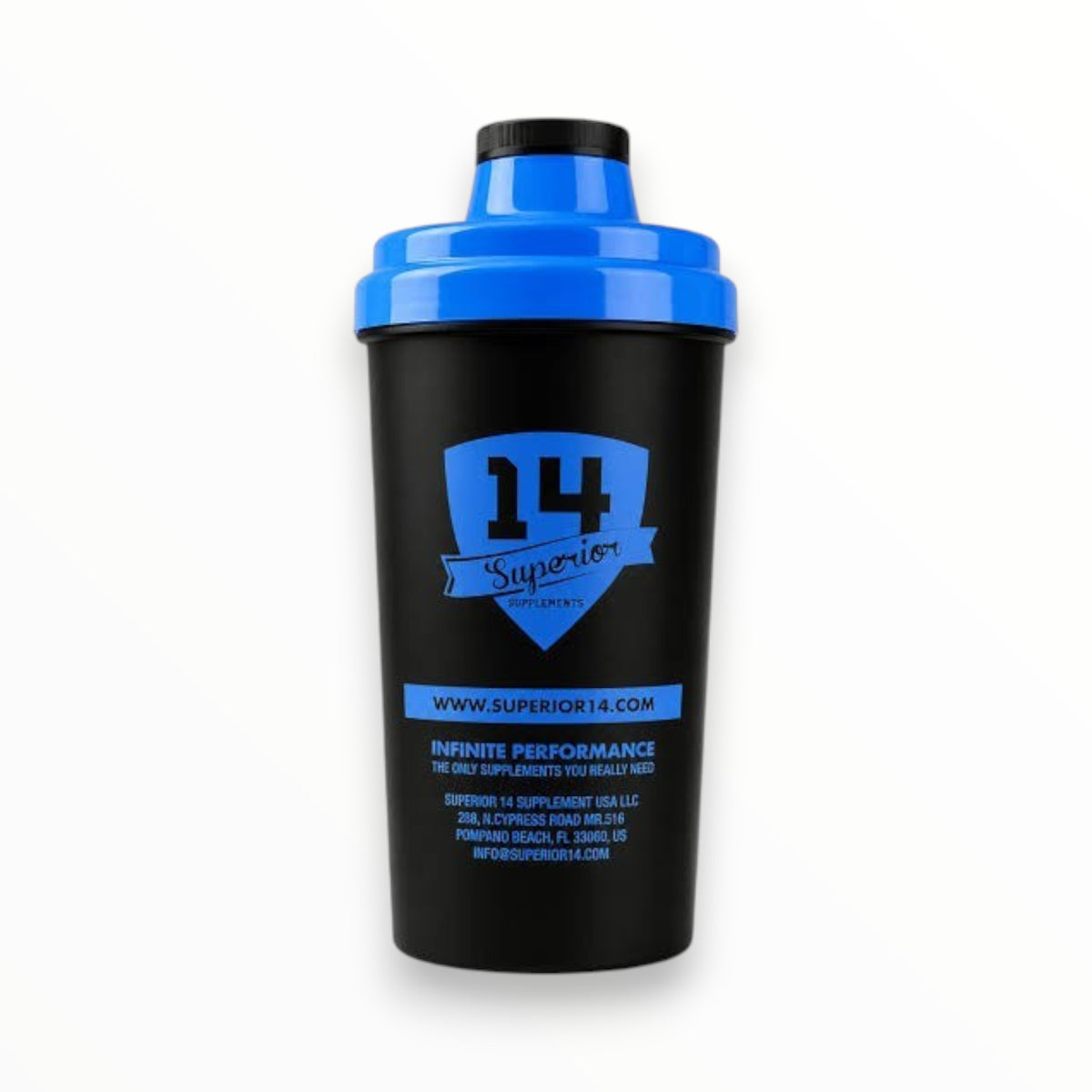 Superior 14 Shaker Bottle – Premium Sports Nutrition Protein Shaker | Black & Blue Gym Shaker Cup