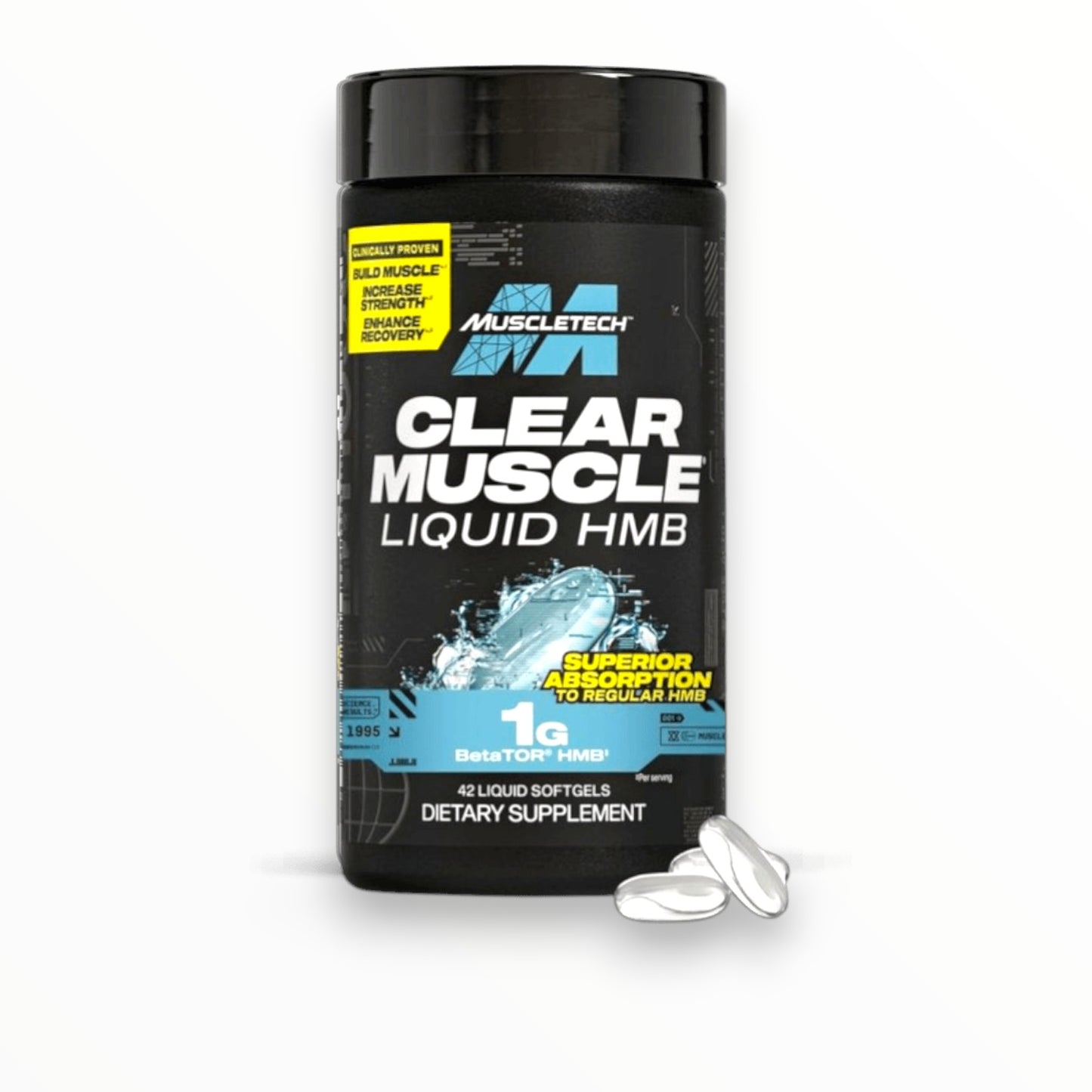 MuscleTech Clear Muscle Liquid HMB 42 Liquid Softgels | BetaTOR® HMB for Muscle Growth & Recovery