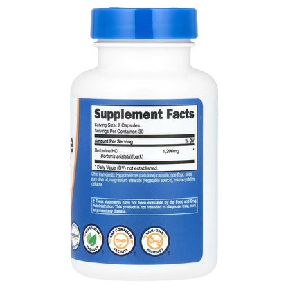 Nutricost Berberine HCl 1200mg – Glucose Metabolism, Metabolic Health & Lipid Support | 60 Capsules | 30 Servings