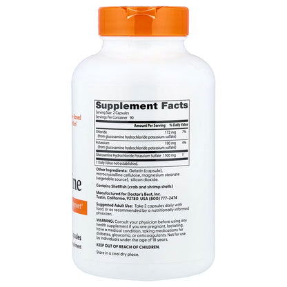 Doctor's Best Glucosamine 1500mg – Joint Health, Cartilage & Mobility Support | Joint Care Formula | 180 Capsules