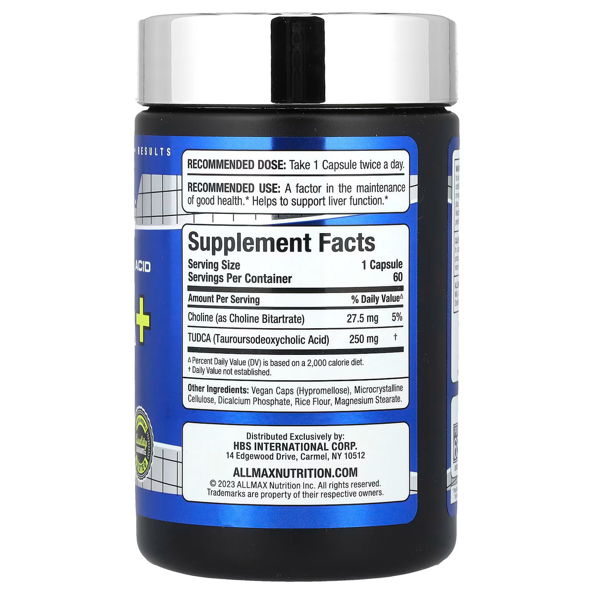 ALLMAX Essentials TUDCA+ 250mg – Liver Health & Bile Flow Support | Tauroursodeoxycholic Acid | 60 Vegan Capsules
