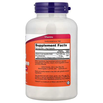 NOW Foods C-1000 Zinc Immune – Vitamin C 1000mg & Zinc 15mg | Immune System, Antioxidant & Seasonal Support | 180 Veg Capsules