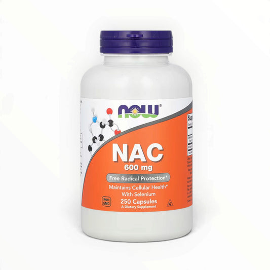 NOW Foods NAC 600mg – N-Acetyl Cysteine with Selenium | Antioxidant, Liver & Cellular Health Support | 250 Capsules