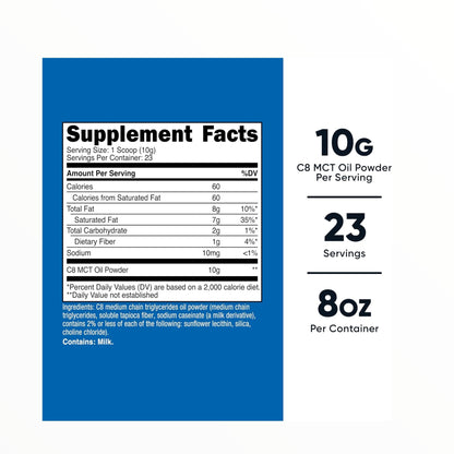 Nutricost C8 MCT Oil Powder 227g – 10g C8 MCT | 23 Servings | Unflavored