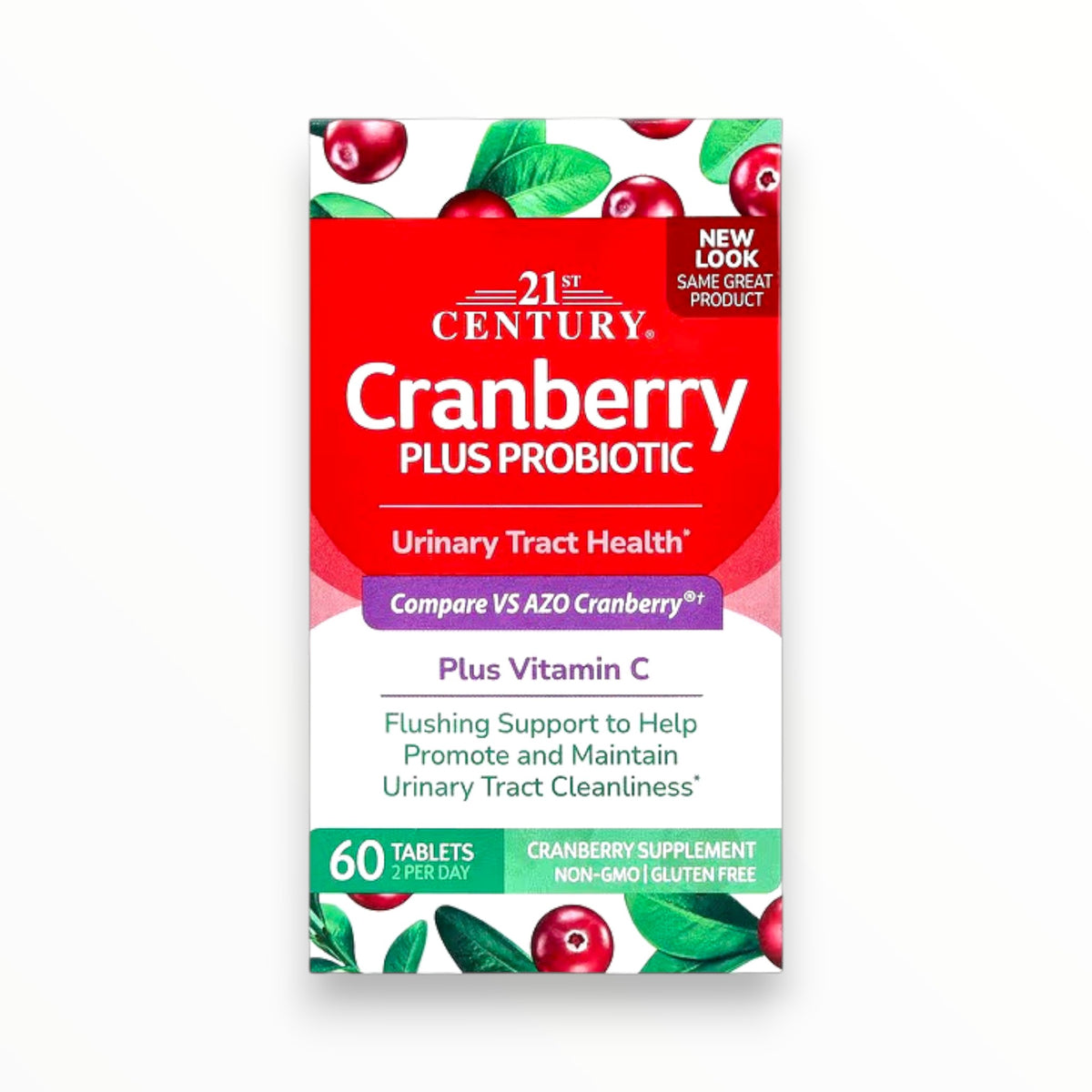 21st Century Cranberry Plus Probiotic with Vitamin C – Urinary Tract Health, Bladder & Immune Support | Non-GMO, Gluten-Free | 60 Tablets