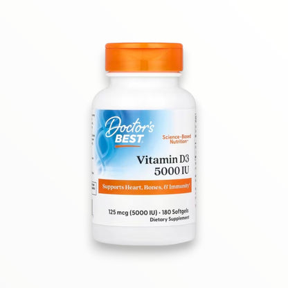 Doctor’s Best Vitamin D3 5,000 IU – High-Potency Bone, Immune & Heart Support | 180 Softgels