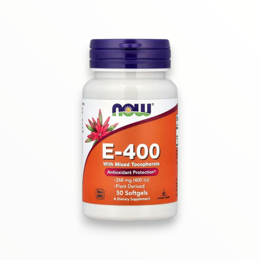 NOW Foods Vitamin E-400 – 400 IU with Mixed Tocopherols for Antioxidant & Cellular Protection | 50 Softgels