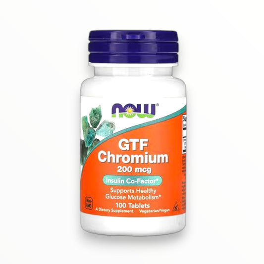 NOW Foods GTF Chromium 200mcg – Healthy Blood Sugar & Glucose Metabolism Support | Insulin Function & Carbohydrate Metabolism | 100 Tablets