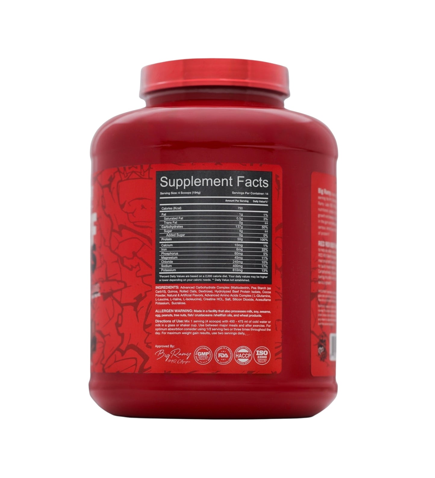 Red Rex Beef Mass Gainer 3kg (8 Servings) | High-Calorie Beef Protein Gainer for Size, Strength & Recovery|In Power Fit Supplements Egypt