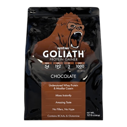 Syntrax Goliath Protein Gainer – High-Calorie Mass Gainer, Strawberry Flavor, 12lb (5.44kg)