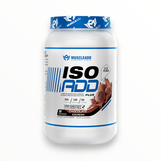 MuscleAdd ISO ADD Plus Isolate Protein 2.2lb – 30g Protein | 30 Servings | Chocolate Ice Cream