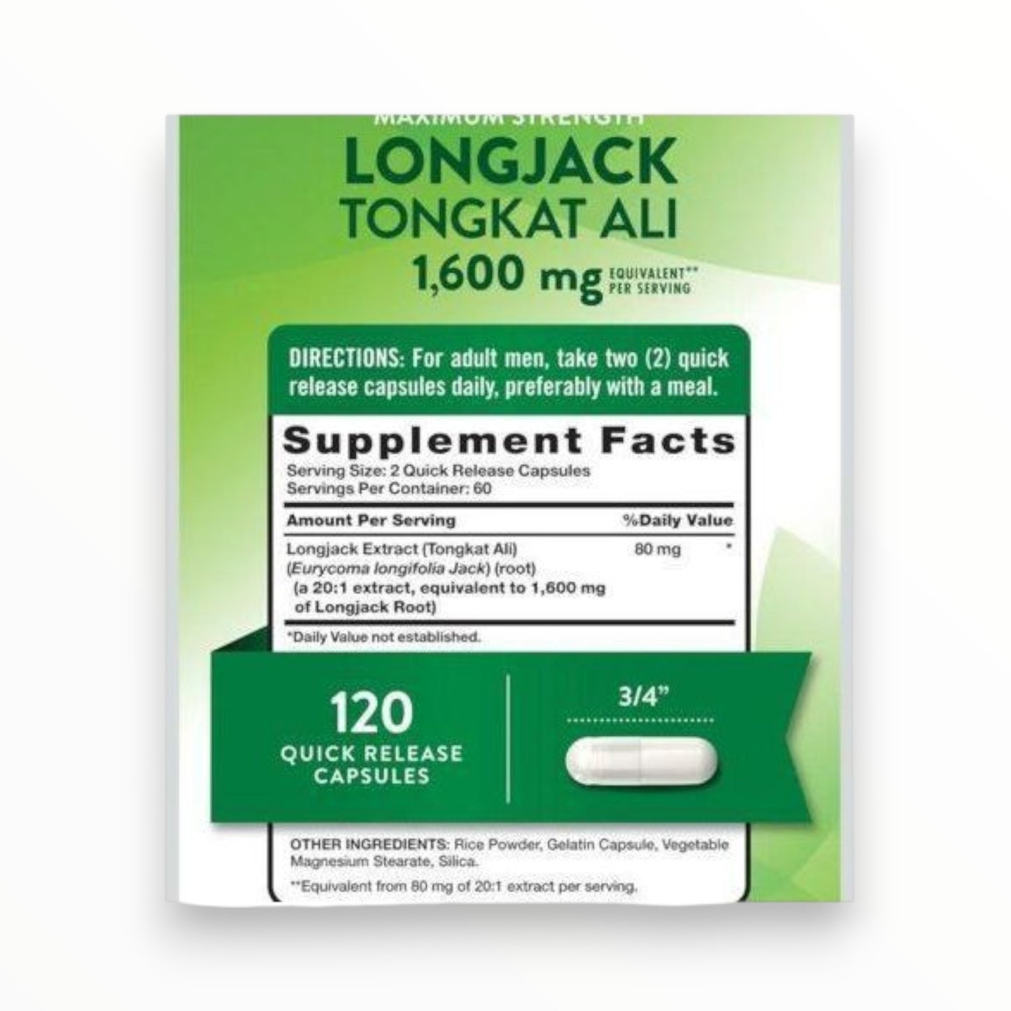 Nature’s Truth Longjack Tongkat Ali 1600mg – 120 Capsules | Maximum Strength