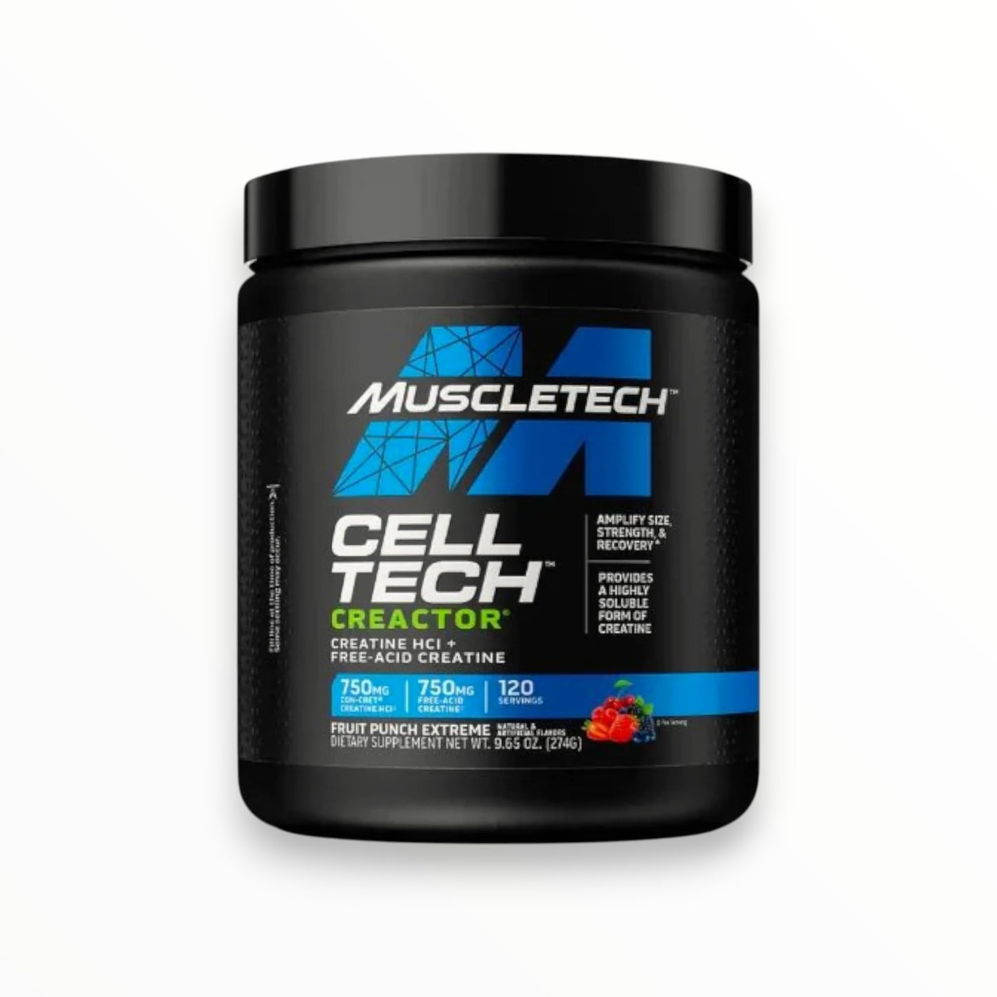 MuscleTech Cell-Tech Creactor Creatine HCl + Free-Acid Creatine – 120 Servings | Fruit Punch Extreme