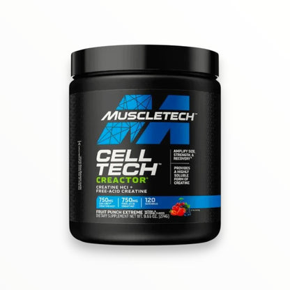 MuscleTech Cell-Tech Creactor Creatine HCl + Free-Acid Creatine – 120 Servings | Fruit Punch Extreme
