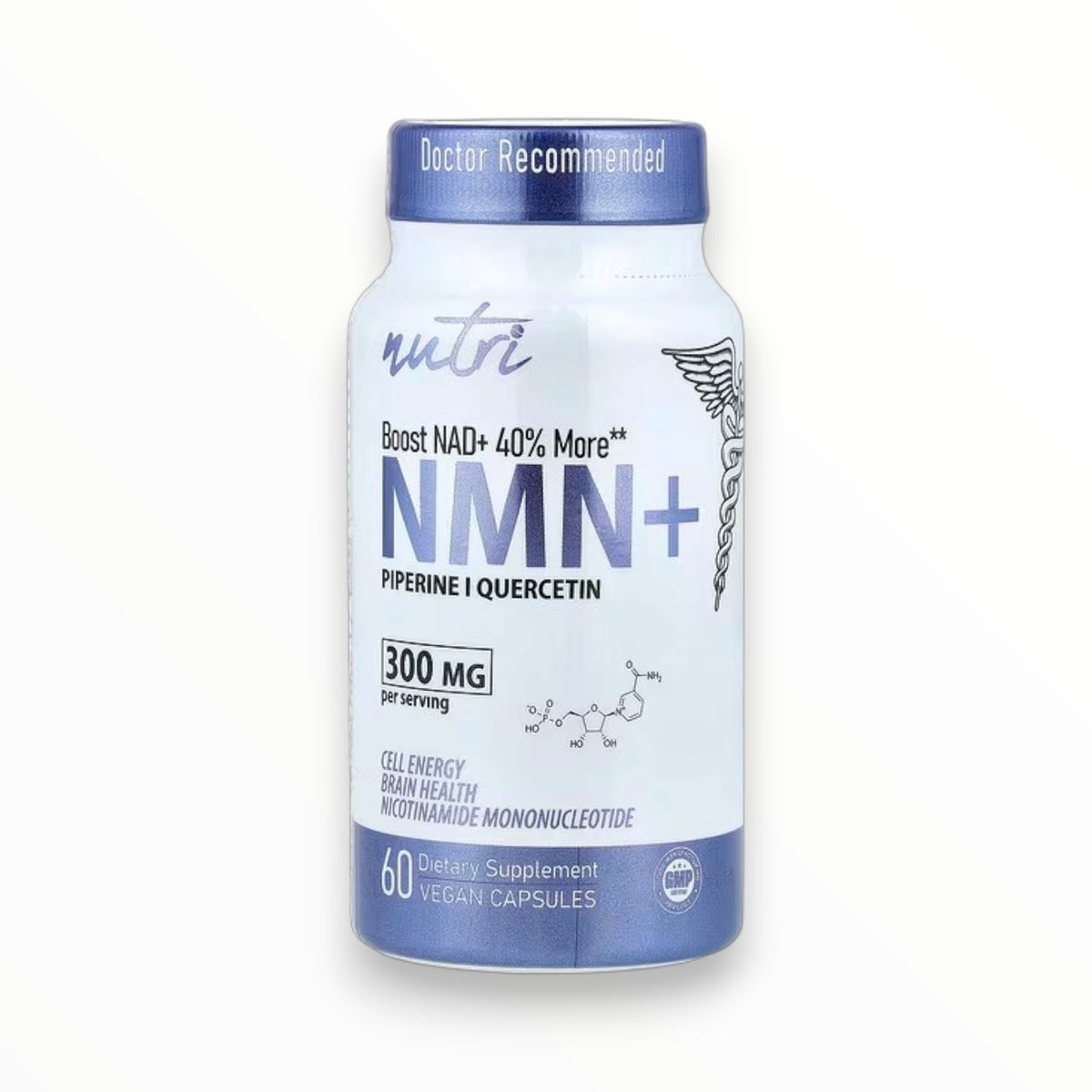 Nutri NMN+ 300mg – NAD+ Support, Cellular Energy & Healthy Aging | Nicotinamide Mononucleotide with Quercetin & Piperine | 60 Vegan Capsules