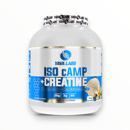 يافا لابز ISO cAMP + كرياتين 2 كجم (66 حصة) |واي بروتين ايزولايت  + كرياتين لنمو العضلات والأداء | متوفر لدى باور فيت للمكملات الغذائية في مصر