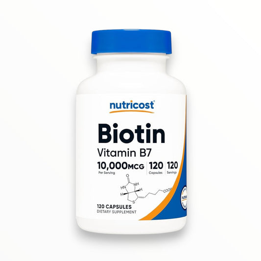 Nutricost Biotin Vitamin B7 10,000mcg 120 Capsules | Hair, Skin & Nail Support