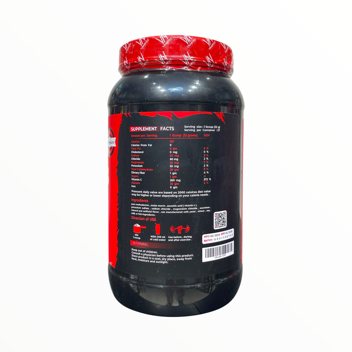 Vampire Nutrition Carb 57 Servings | Fast Carbohydrate Energy for Muscle Growth & Performance|In Power Fit Supplements Egypt