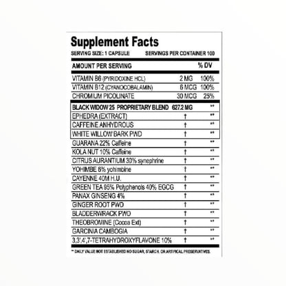 Black Spider 25 Ephedra – Wickedly Potent Thermogenic Fat Burner| 100 Tablets