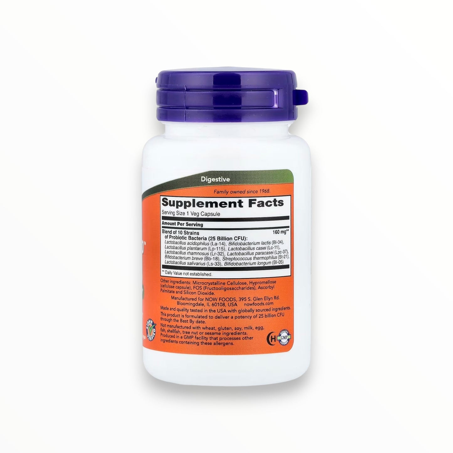 NOW Foods Probiotic-10 25 Billion – 10 Probiotic Strains for Digestive & Gut Health | 50 Veg Capsules