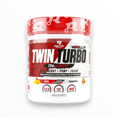 Tractor Nutrition Twin Turbo Pre-Workout 60 Servings Mango Passion Fruit