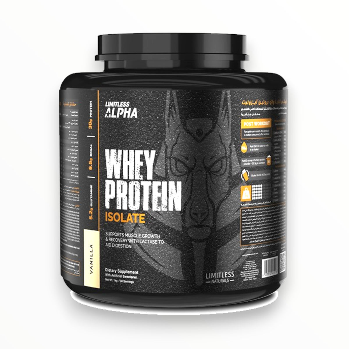Limitless Alpha Whey Protein Isolate 1KG – 30g Protein | 30 Servings | Vanilla