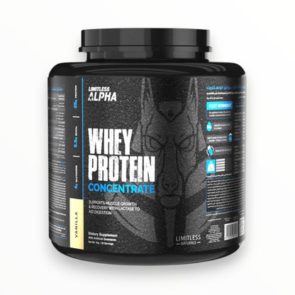 Limitless Alpha Whey Protein Concentrate 1KG – 25g Protein | 30 Servings | Caramel
