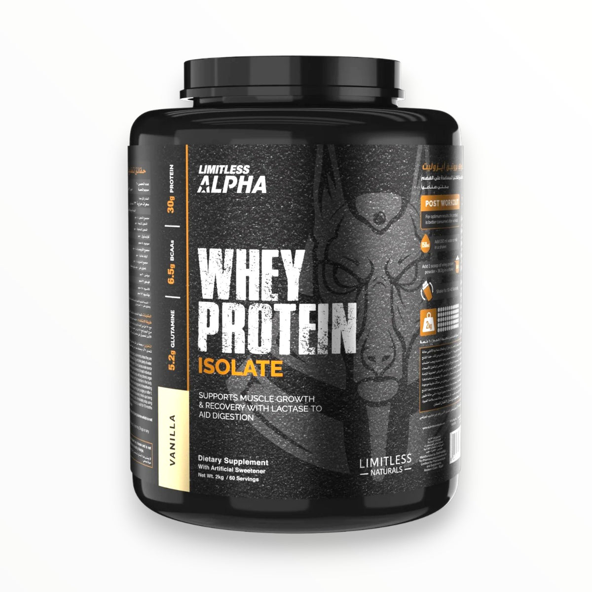 Limitless Alpha Whey Protein Isolate 2KG – 30g Protein | 60 Servings | Vanilla