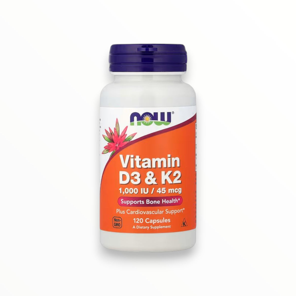 NOW Foods Vitamin D3 & K2 – 1,000 IU D3 + 45 mcg K2 for Bone & Cardiovascular Support | 120 Capsules