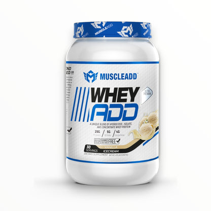 MuscleAdd Whey ADD Plus Protein 2.2lb – 25g Protein | 30 Servings | Chocolate Ice Cream