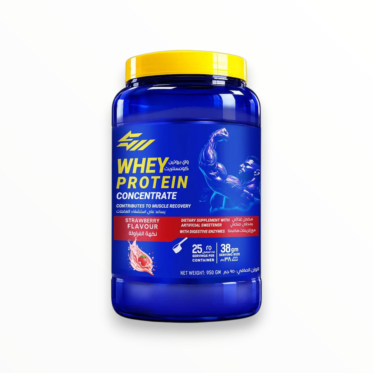Whey Protein Concentrate 950g – Muscle Recovery & Protein Support | Digestive Enzymes | Banana Flavor | 25 Servings