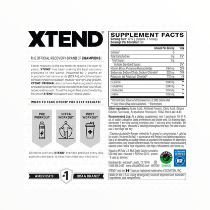 XTEND Sport BCAA 7g + Electrolytes – Blue Raspberry Ice | 30 Servings