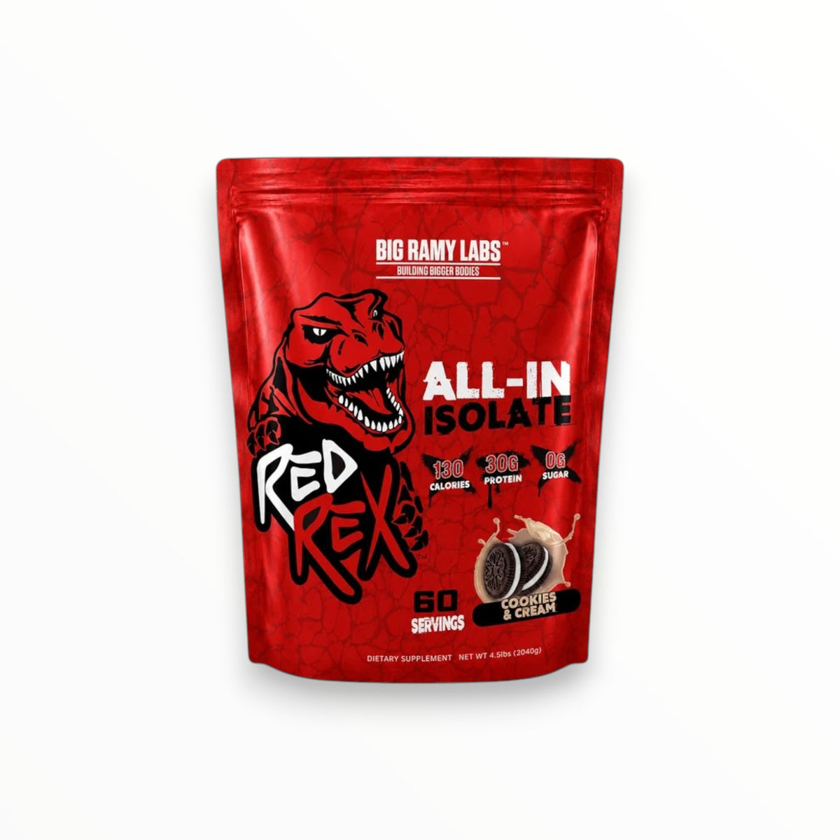 Big Ramy Labs Red Rex All-In Isolate 2040g – 30g Protein | 0g Sugar | Whey Protein Isolate | Strawberry | 60 Servings