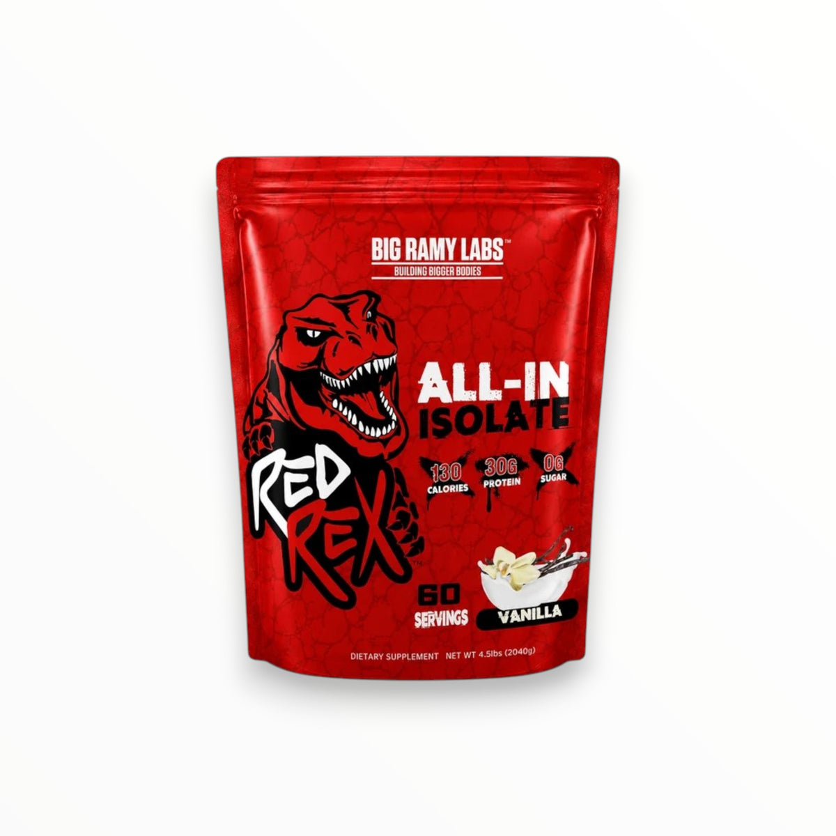 Big Ramy Labs Red Rex All-In Isolate 2040g – 30g Protein | 0g Sugar | Whey Protein Isolate | Strawberry | 60 Servings