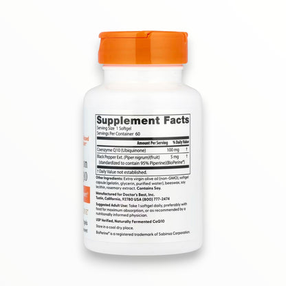 Doctor’s Best High Absorption CoQ10 100 mg with BioPerine – Heart, Energy & Antioxidant Support | 60 Softgels