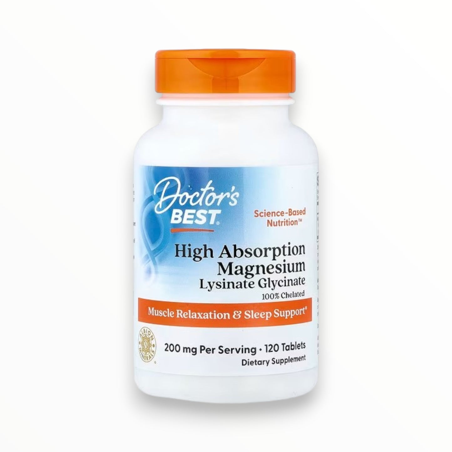 Doctor’s Best High Absorption Magnesium 200mg – Lysinate Glycinate Chelated Magnesium | Muscle, Sleep & Nerve Support | 120 Tablets