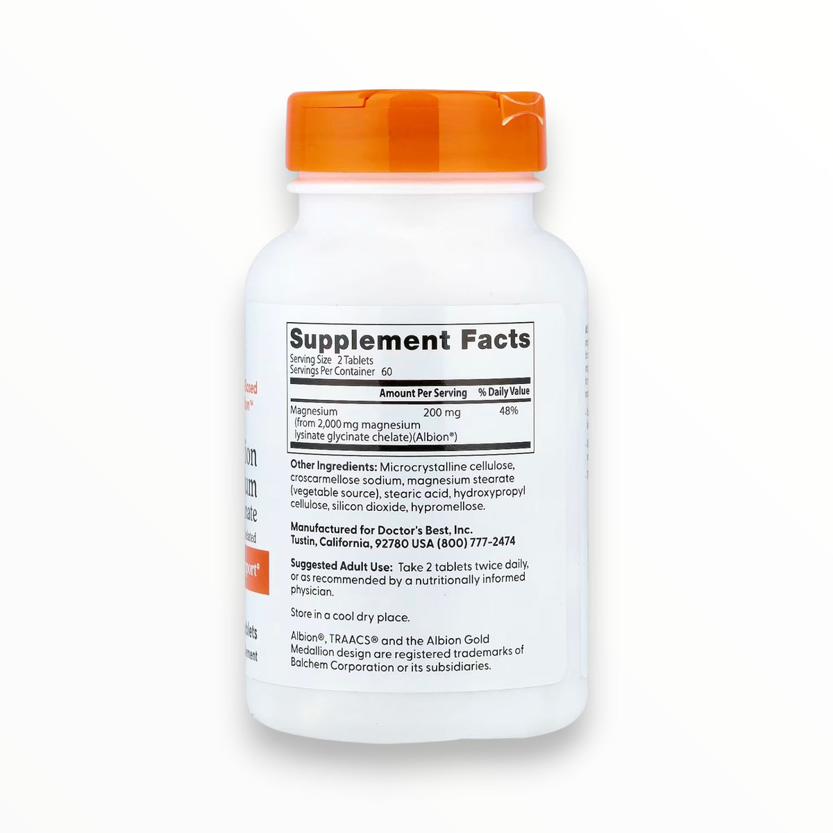 Doctor’s Best High Absorption Magnesium 200mg – Lysinate Glycinate Chelated Magnesium | Muscle, Sleep & Nerve Support | 120 Tablets