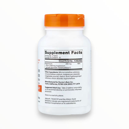Doctor’s Best High Absorption Magnesium 200mg – Lysinate Glycinate Chelated Magnesium | Muscle, Sleep & Nerve Support | 120 Tablets