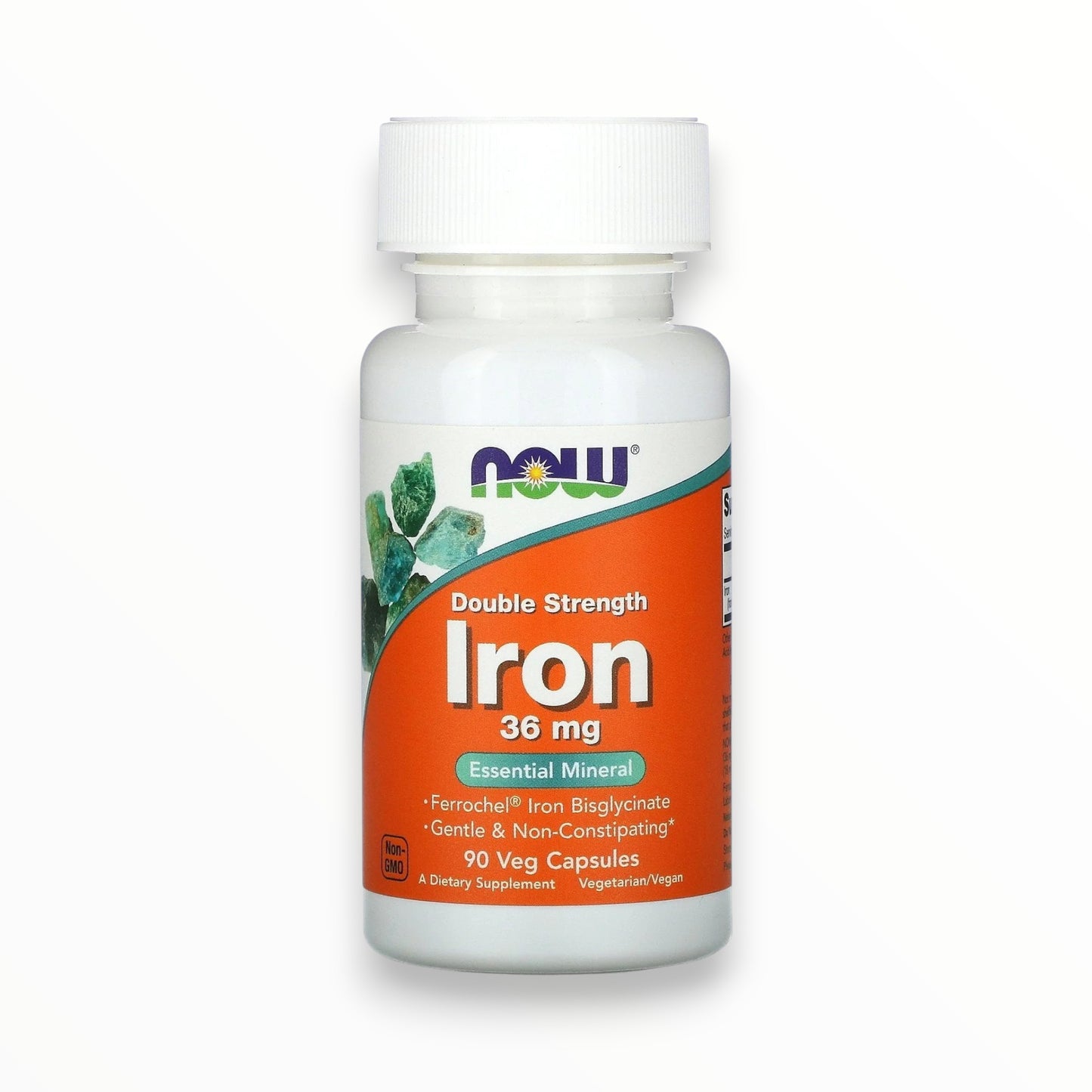 NOW Double Strength Iron 36mg 90 Veg Capsules | Ferrochel® Iron Bisglycinate for Healthy Red Blood Cells