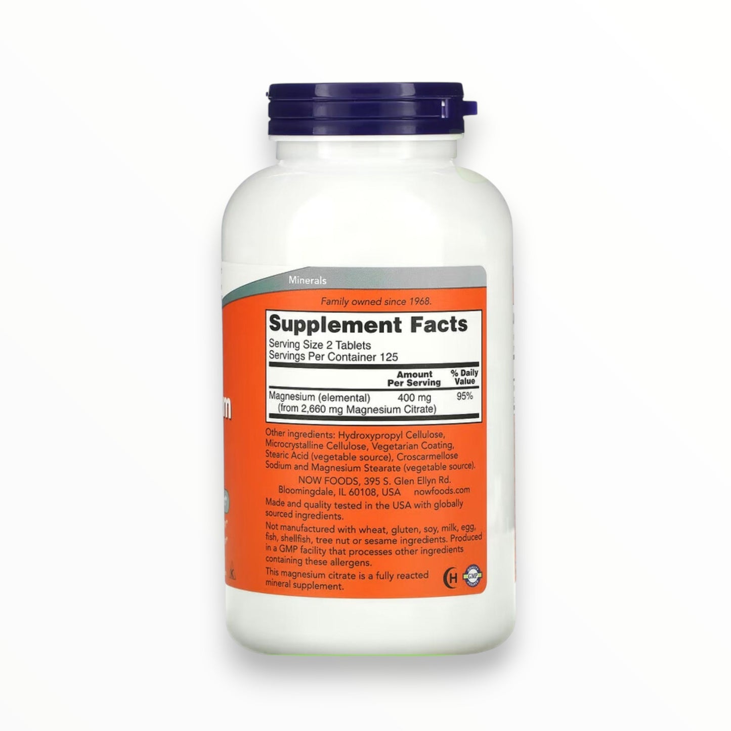 NOW Magnesium Citrate 200mg – Nervous System Support | 250 Tablets