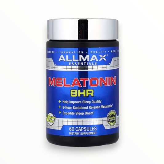 ALLMAX Melatonin 8HR – 8-Hour Sustained Release Sleep Support | 60 Vegan Capsules